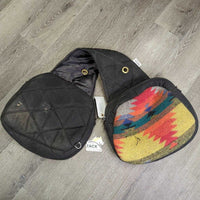 The Saddle Barn Padded Cordura & Wool Trail Bags *gc/fair, pulled off inner plastic lining, older, dirty, snags, rubs, hole

