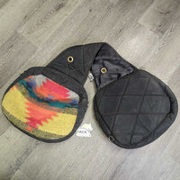 The Saddle Barn Padded Cordura & Wool Trail Bags *gc/fair, pulled off inner plastic lining, older, dirty, snags, rubs, hole
