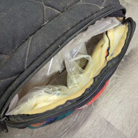 The Saddle Barn Padded Cordura & Wool Trail Bags *gc/fair, pulled off inner plastic lining, older, dirty, snags, rubs, hole
