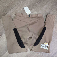 JUNIORS Fleece Lined Winter Riding Tight Breeches, Pull On *gc, undone loop stitching, rubs, pills, threads
