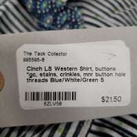 LS Western Shirt, buttons *gc, stains, crinkles, mnr button hole threads
