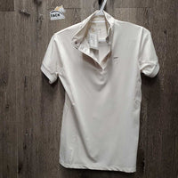 SS Show Polo Sun Shirt, 1/4 Snap Up, mesh sides *gc, mnr stains, dingy?, peeled logos, seam puckers

