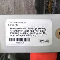 Dressage Boots, Aftermarket Zips *gc/fair, older, cracking, residue, peeling, scuffs, rubs, scrapes
