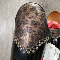 Dressage Boots, Tooled Leather Tops, Bling, Boot Bag, 2 air forms, extra zip & bling *vgc, clean & dirty, rubs
