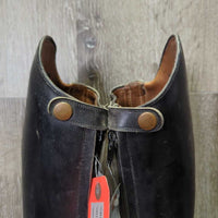 Dressage Boots, Aftermarket Zips *fair, v.rubbed, dirt, faded, worn heels, v.stiff/stuck zippers, older
