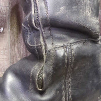 Dressage Boots, Aftermarket Zips *fair, v.rubbed, dirt, faded, worn heels, v.stiff/stuck zippers, older
