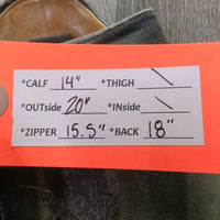 Dressage Boots, Aftermarket Zips *fair, v.rubbed, dirt, faded, worn heels, v.stiff/stuck zippers, older
