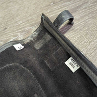 JUNIORS Suede Half Chaps, top buckle strap *vgc, clean, & dirty, rubs, residue, older
