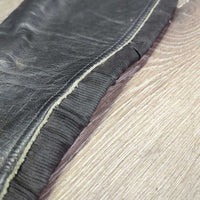 Leather Half Chaps, Back Zip *gc/fair, clean & dirty, faded, rubs, v.stretched els, warped zips, older
