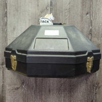 Felt Western Hat, Hard Plastic Hat Box *Hat: fair, dirty, older, hairy & torn lining Box: dirty, faded, taped residue
