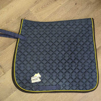 Quilt Dressage Saddle Pad, piping *gc, clean, faded, rubs, pills, hair, puckers
