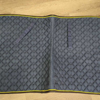 Quilt Dressage Saddle Pad, piping *gc, clean, faded, rubs, pills, hair, puckers
