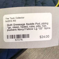 Quilt Dressage Saddle Pad, piping *gc, clean, faded, rubs, pills, hair, puckers
