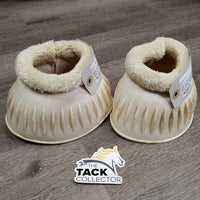 Pr Ribbed Rubber Bell Boots, fleece tops, velcro *gc, clean, stained, frayed velcro, discolored, thin/frayed velcro