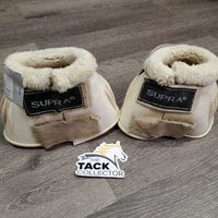 Pr Ribbed Rubber Bell Boots, fleece tops, velcro *gc, clean, stained, frayed velcro, discolored, thin/frayed velcro
