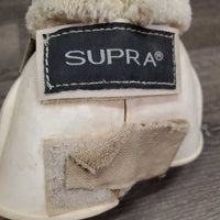 Pr Ribbed Rubber Bell Boots, fleece tops, velcro *gc, clean, stained, frayed velcro, discolored, thin/frayed velcro