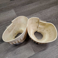 Pr Ribbed Rubber Bell Boots, fleece tops, velcro *gc, clean, stained, frayed velcro, discolored, thin/frayed velcro
