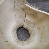 Pr Ribbed Rubber Bell Boots, fleece tops, velcro *gc, clean, stained, frayed velcro, discolored, thin/frayed velcro