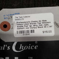 Fleece Lined Woven Top Western Saddle Pad *gc, dirty, hair, rubs, melted?, mnr clumpy