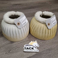 Pr Ribbed Rubber Bell Boots, velcro, fleece tops *gc, discolored, older?, mnr dirt, hair