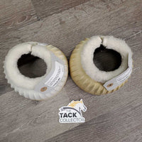 Pr Ribbed Rubber Bell Boots, velcro, fleece tops *gc, discolored, older?, mnr dirt, hair