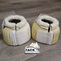 Pr Ribbed Rubber Bell Boots, velcro, fleece tops *gc, discolored, older?, mnr dirt, hair
