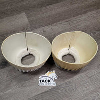 Pr Ribbed Rubber Bell Boots, velcro, fleece tops *gc, discolored, older?, mnr dirt, hair
