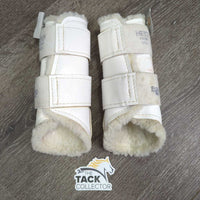 Closed Boots, fleece lined, veclro *gc, clean, hair, rubs, scrapes, stains, clumpy, older
