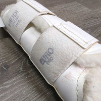 Closed Boots, fleece lined, veclro *gc, clean, hair, rubs, scrapes, stains, clumpy, older
