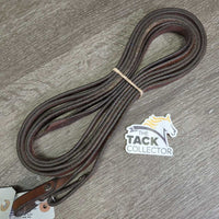 Narrow Thin Split Reins *gc, clean, dirt?stains, v.stiff, v.dry
