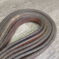 Narrow Thin Split Reins *gc, clean, dirt?stains, v.stiff, v.dry
