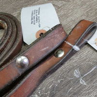 Narrow Thin Split Reins *gc, clean, dirt?stains, v.stiff, v.dry
