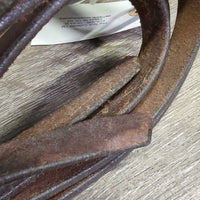 Narrow Thin Split Reins *gc, clean, dirt?stains, v.stiff, v.dry
