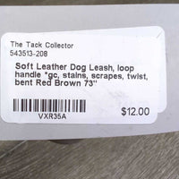 Soft Leather Dog Leash, loop handle *gc, stains, scrapes, twist, bent
