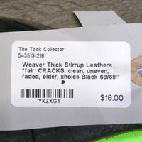 Thick Stirrup Leathers *fair, CRACKS, clean, uneven, faded, older, xholes

