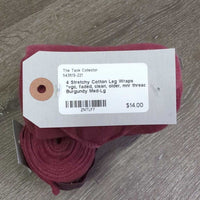 4 Stretchy Cotton Leg Wraps *vgc, faded, clean, older, mnr thread
