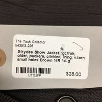 Show Jacket *gc/fair, older, puckers, crinkled, lining: v.torn, small holes
