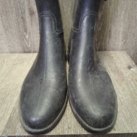 Tall Rubber Riding Boots *gc/fair, dirty, holey lining, stains, scratches, rubs & scuffs, older
