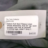 Full Seat Fleece Lined Winter Breeches, Pull On *gc, seam puckers, mnr hair & threads, cracking logo, older?
