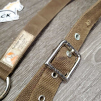 Flat Nylon Lungeing Cavesson, nutcracker *gc, older, stains, dirt, mnr rust, missing eyelet, stiff, faded
