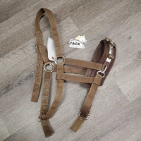 Flat Nylon Lungeing Cavesson, nutcracker *gc, older, stains, dirt, mnr rust, missing eyelet, stiff, faded
