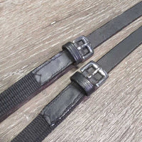 Narrow Cotton Web Draw Reins, Leather Buckle Loop Ends *like new
