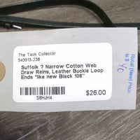 Narrow Cotton Web Draw Reins, Leather Buckle Loop Ends *like new
