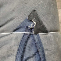 Hvy Hi Neck Winter Blanket, 0 legs *gc/fair, 0 wpf, older, v. faded, tears, hair, dirt, stains, snags, rubs, smells