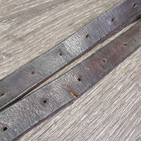 Leather Side Reins *fair/poor, v.dry, v.stiff, no donuts, clean, cuts, slices, older
