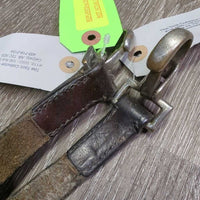 Leather Side Reins *fair/poor, v.dry, v.stiff, no donuts, clean, cuts, slices, older
