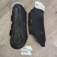 Pr Neoprene Closed Boots, velcro *gc, older, hairy, faded, mnr dirt, rusty & pilly edges

