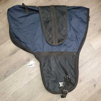 Light Padded Cordura Western Saddle Carry - Storage Bag, Mesh Pockets & velcro Cinch Bag, Shoulder & Connector Straps *vgc, clean, mnr edge rubs, zipper rubs, hairy velcro

