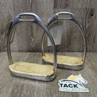 Fine Hvy Stirrup Irons, grips *gc/fair, older, oxidized, mnr stains,scratches, discolored grips, residue, v.rubbed
