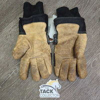 Pr Winter - Padde Leather Work Gloves *gc, dirt, rubs, snags, hairy, stains, older
